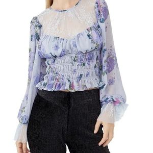 NWT Free People Daphne blouse BLUE COMBO
